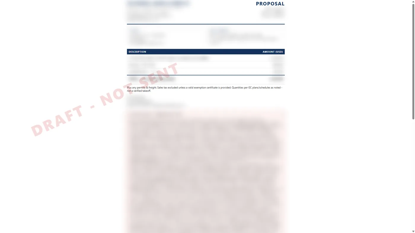 RFP and RFQ Bid Engine proposal with sensitive details blurred